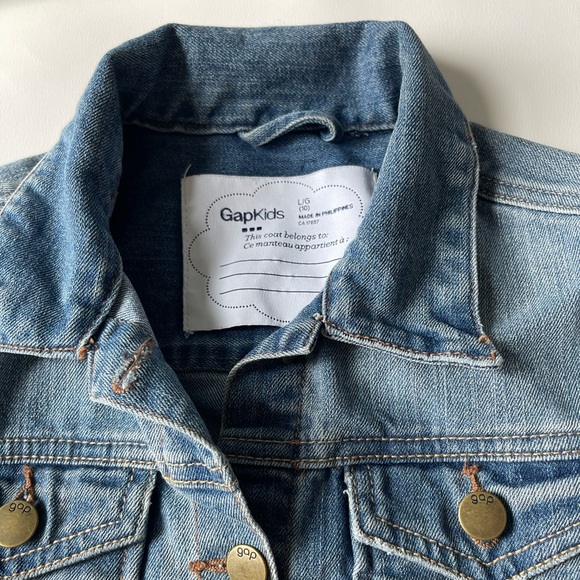 Gap Kids Girls Jean Denim Jacket Lg 10 Faded - Picture 2 of 3